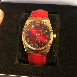 Michael Kors Red leather two tone men’s watch